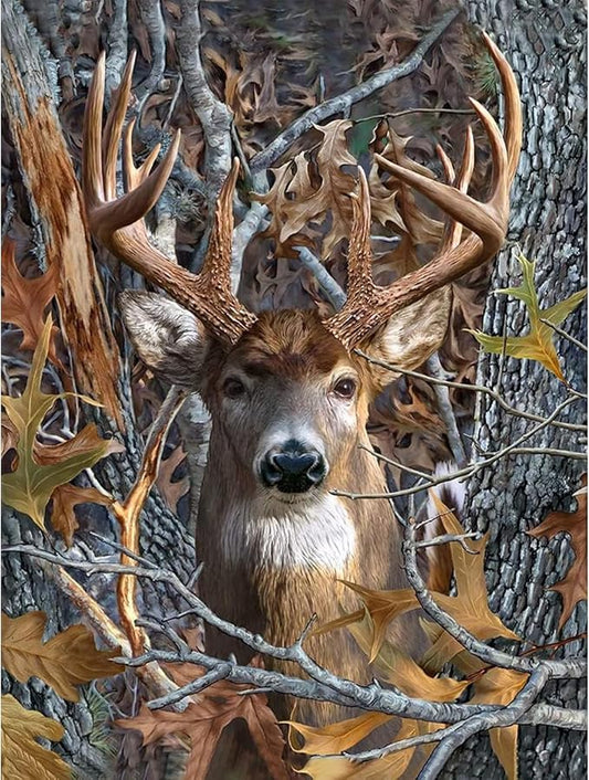 Fountor Deer Diamond Art Kits for Adults, Deer Diamond Painting Kits for Adults Beginners, DIY 5D Forest Diamond Painting with Round Gem Art Kits for Gift Home Wall Decor 12x16 Inch