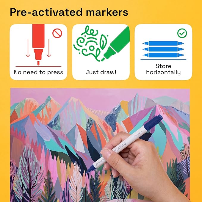 ARTISTRO 72 Acrylic Paint Markers - Paint Pens for Drawing, Brush + Fine Tips - For Fabric, Rock, Glass, Wood, DIY, Eggs - Art & Craft Supplies for Adults, Teens, Kids - Easter Basket Stuffers