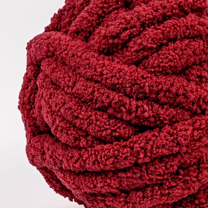 Crafted By Catherine Chunky Chenille Yarn - 2 Pack (41 Yards Each Skein), Dark Red, Gauge 7 Jumbo