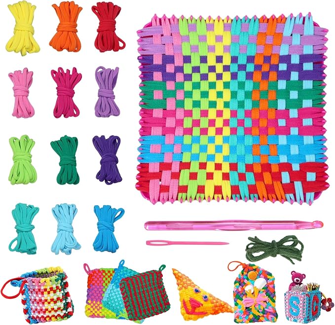 HABSKT Creative Weaving Loom Kit, DIY Arts & Crafts for Kids and Adults, Makes Potholders and Bags, Ideal Birthday Gift for Girls Ages 6-12