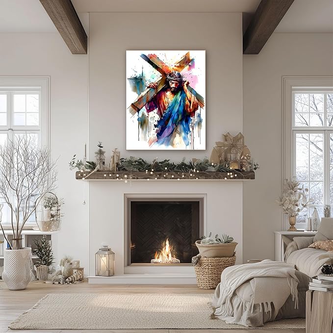 Gemozaic Jesus Diamond Painting Kits for Adults, Easter Diamond Art Kits for Adults, Religious Cross Adult's Gem Art Gift Home Wall Decor, 12 x 16 Inch