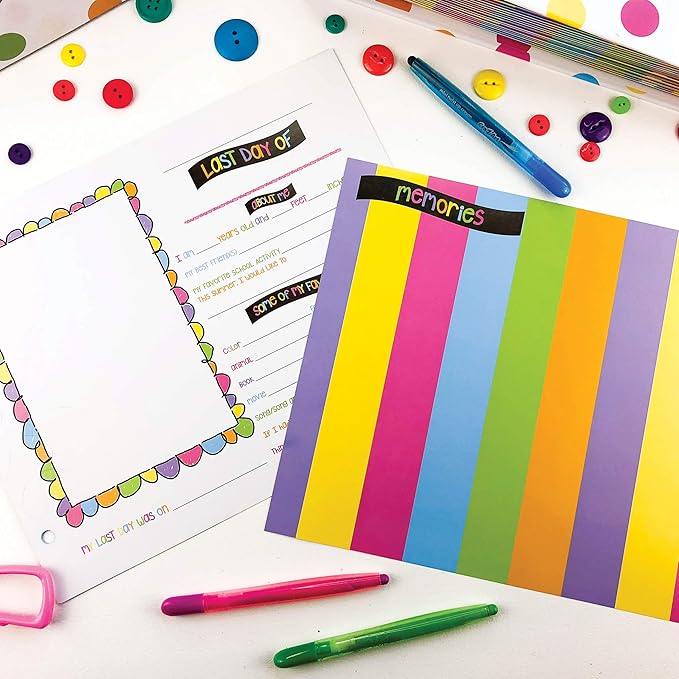 Denise Albright School Memory Scrapbook Refill Extra Pages Kits (Two Grades) for First & Last Day of School for Class Keeper® Memory Keepsake Book for Girls