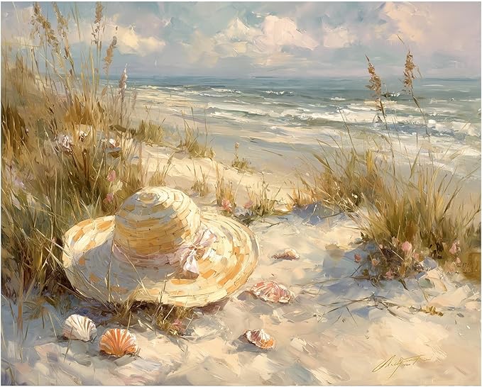 xcemhil Beach Paint by Numbers Kit for Adults Beginner, Beach Paint by Numbers for Adult, Acrylic Paint by Number Kits Suitable for Home Wall Art Decor Gifts 16x20 Inch