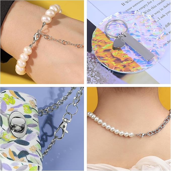 Prdingfy 579PCS Keychain Making Kit, Key Chain Supplies Including Keychain Clip, Key Rings, Lobster Claw Clasps, Jump Rings, Extender Chain,Pliers for Key Chain Making and Jewelry Making(Silver)