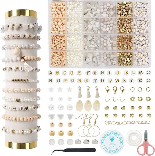 toipinio bracelet making kit jewelry making supplies kit natural stone beads for irregular natural stone with for diy craft-1736 pcs friendship bracelet/necklace/earrings for adults (moonstone)