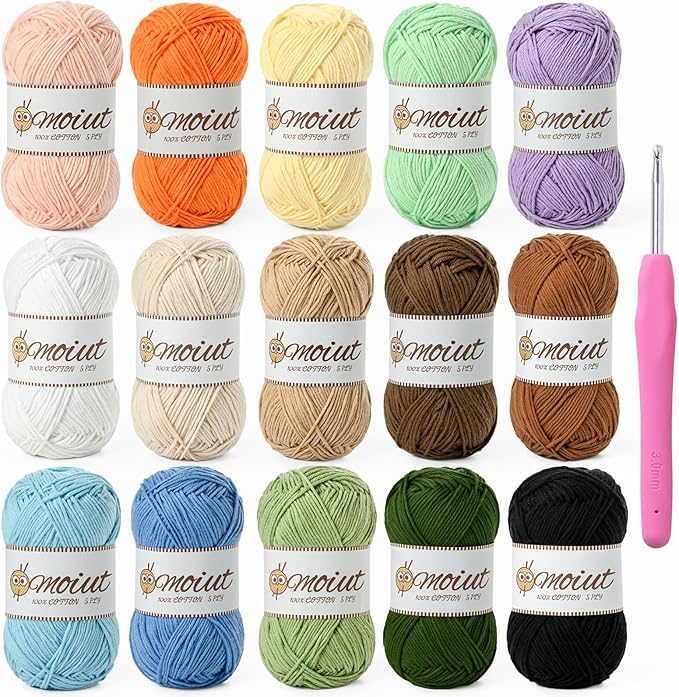 15 Pack 100% Milk Cotton Yarn for Crocheting, 750g/1968.5yd Baby Yarn for Crocheting Soft, Fuzzy 5 Ply Cotton Crochet Amigurumi Yarn for Puzzle/Clothes&Crafts(Set A)