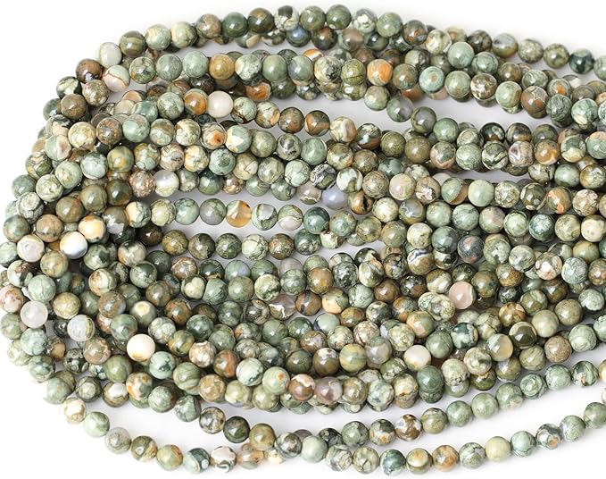 cheavian 60pcs 6mm natural aust rhyolite stone gemstone round loose beads for jewelry making 1 strand 15"