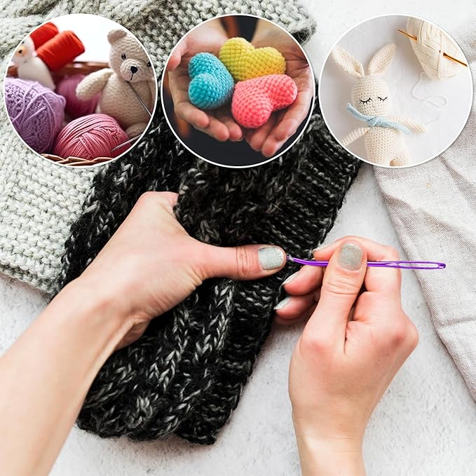 15pcs Large Eye Sewing Needles Set, Big Eye Blunt Darning Yarn Hand Sewing & Bent Tapestry Needle with Crochet Wool Weaving Tools for Cross Stitch Knitting Embroidery Quilting Projects
