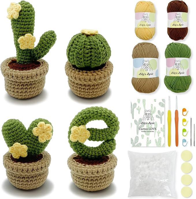 Lily's Lyric Crochet & Craft Kit | Cactus Love| Step-by-Step Video Tutorial for Adults Teenagers | Craft Gift Idea DIY Home Decoration