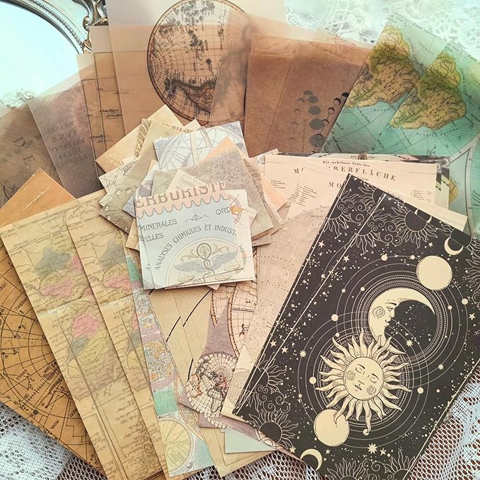 Flartmo 313 Pcs Complete Scrapbook Supplies Kit, Celestial Universe Planets Space Scrapbook Paper & Stickers, Junk Journal Scrapbooking Supplies Kit for Journaling, Embellishments, Card