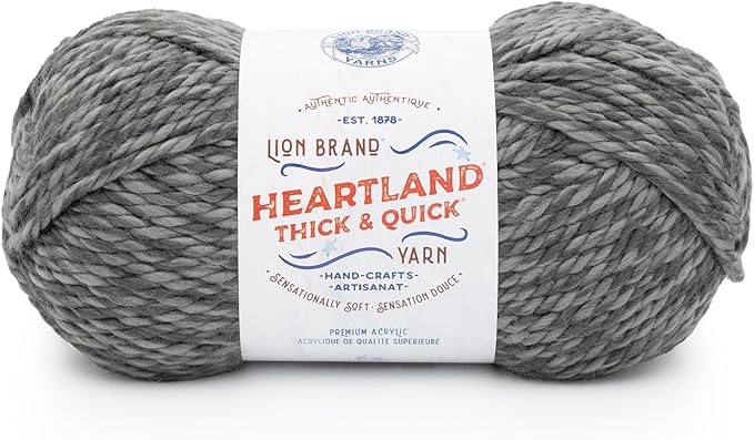 Lion Brand Yarn, Bulky Heathered Heartland Thick & Quick Yarn for Knitting and Crochet, Prospect, 1 Pack
