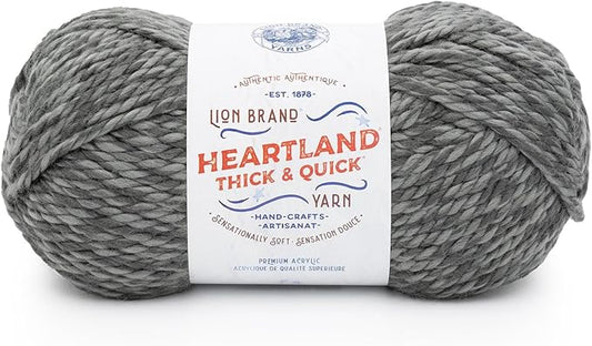 Lion Brand Yarn, Bulky Heathered Heartland Thick & Quick Yarn for Knitting and Crochet, Prospect, 1 Pack