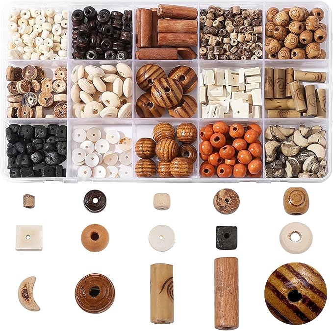 RACIOCK 630Pcs Natural Coconut Shell Beading for Jewelry Making Kit - Handmade Boho Craft Beads with Wood & Shell Spacers for Bracelet, Necklace, DIY Crafts, Boho Style Jewelry Gifts for Woman Man