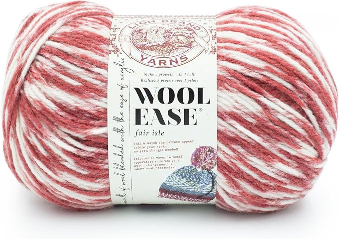 Lion Brand Yarn Wool Ease Fair Isle, Yarn for Knitting, Rose/Blossom, 1 Pack