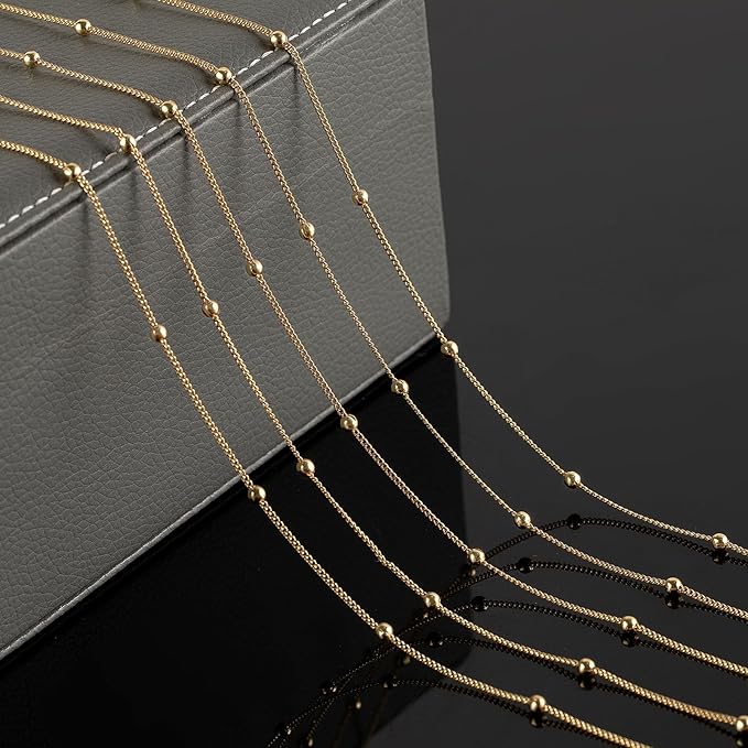 16.4 Feet/5 Meters 18K Gold Plated Brass Chain for Jewelry Making, Light Gold Beaded Necklace Chain for Women Twisted Curb Link Chain Jewelry Supplies