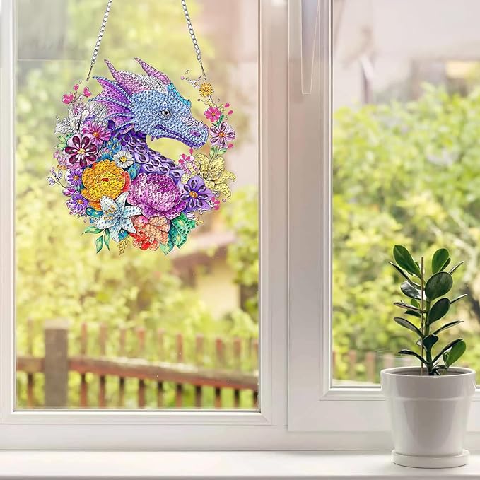 MAXBYE Dragon Hanging Diamond Art Painting Kits for Adults Beginners, DIY 5D Special Shaped Crystal Painting Diamond Kits Hanging Ornament for Gift Home Wall Door Decor