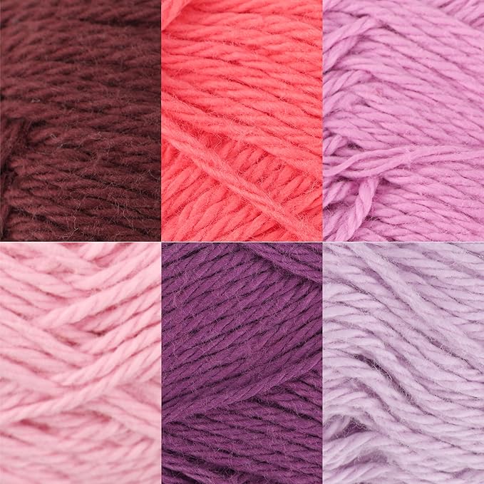 JubileeYarn Cotton Select Yarn - 50g/Skein Sport Weight - Lolly Ice Colorway - 6 Skeins