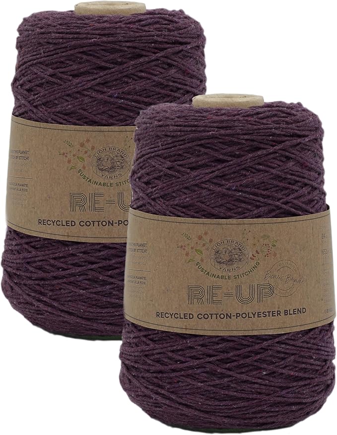 Lion Brand Yarn Re-Up Bonus Bundle Cotton Blend Yarn for Knitting and Crochet, Fig Tree, 2 Pack