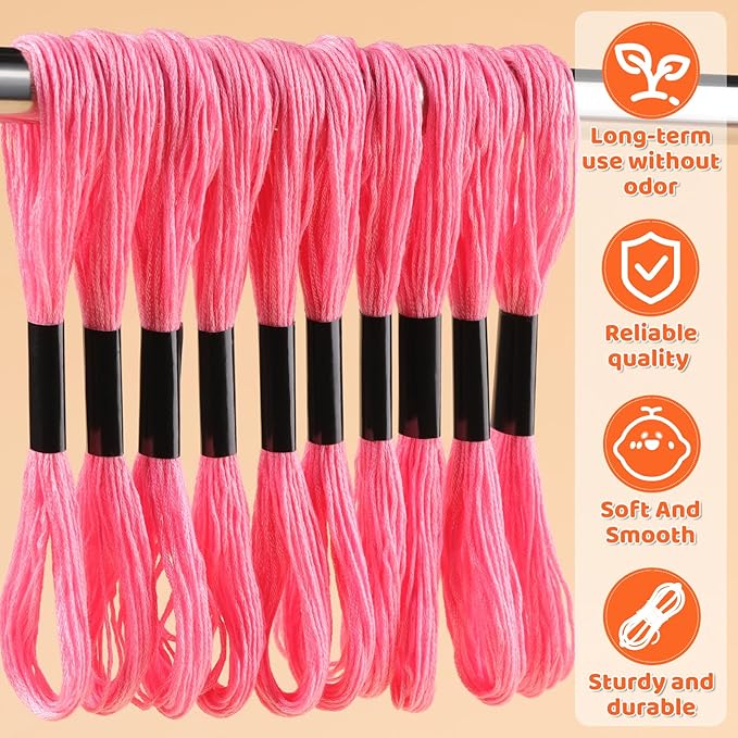 14 Skeins Pink Cotton Embroidery Floss - Cross Stitch Thread Set,Embroidery Thread for Friendship Bracelets