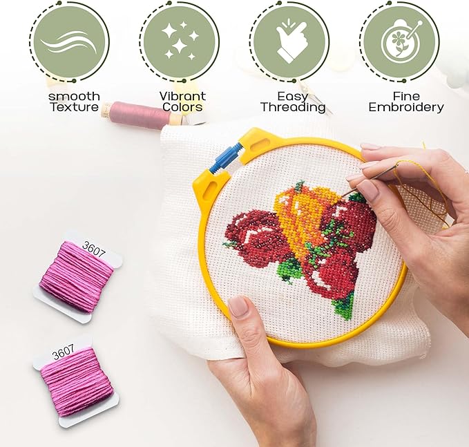 Embroidery Floss Kit and Refills - Cotton Threads - DMC Color Coding for Cross Stitch, String Crafts, Friendship Bracelets
