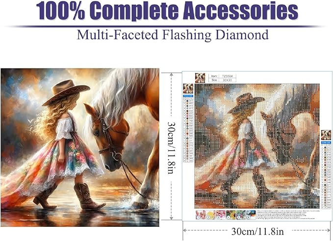 STGLCR Boot Diamond Painting Kits for Adults,5D Horse Cowboy Diamond Art Kits for Beginners,DIY Full Drill Diamond Gem Art with Painting Kits for Home Wall Decor 12 x 12 Inch