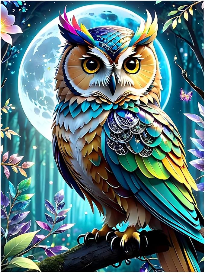 Paint by Numbers Kit for Adults, Owl Paint by Numbers Kit for Adults Beginners, DIY Acrylic Painting on Canvas for Home Wall Art Decor(16x20Inch