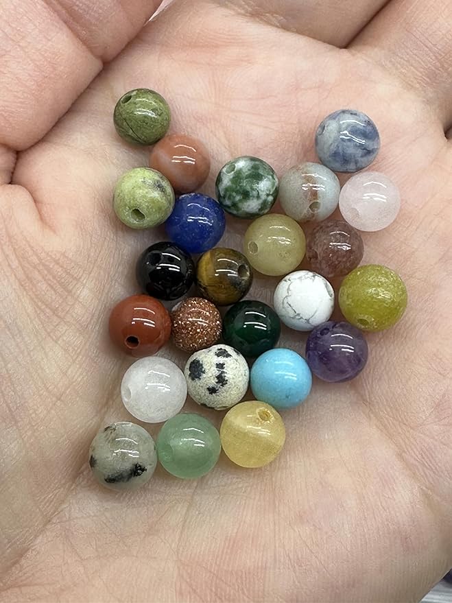 Yephac 960pcs 6mm Natural Stone Beads, Round Crystals Bead Genuine Real Stones, Gemstone Beads Kit Charms for Bracelets Jewelry Making,Box Packed(24 Colors,6mm)