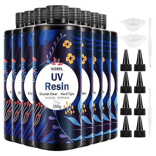 KISREL UV Resin 2000g - Upgraded Hard Type Crystal Clear Ultraviolet Curing UV Epoxy Resin for Craft Jewelry Making