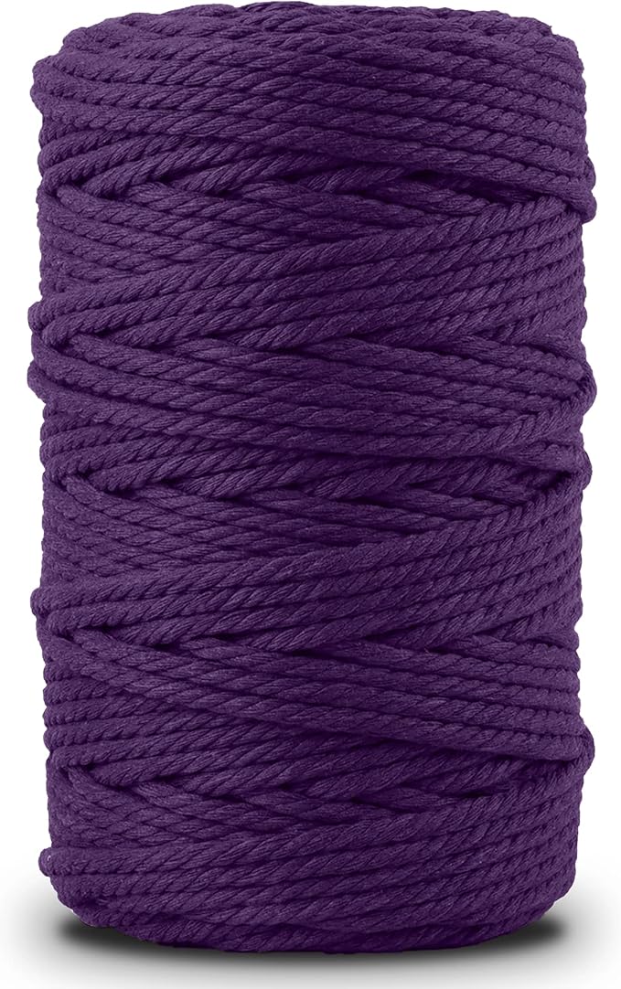 Nook Theory Macrame Cord - 5mm 109 Yards Cotton Rope, 3mm 4mm Yarn, String for Crafts, Perfect for Macrame Wall Hanging and Boho Decorations (Purple)