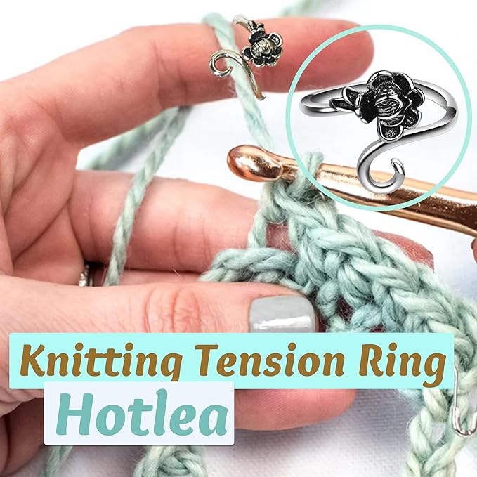 4 Pieces Crochet Ring for Finger Adjustable Yarn Tension Rings for Crocheting Yarn Guide Knitting Rings Crochet Tools