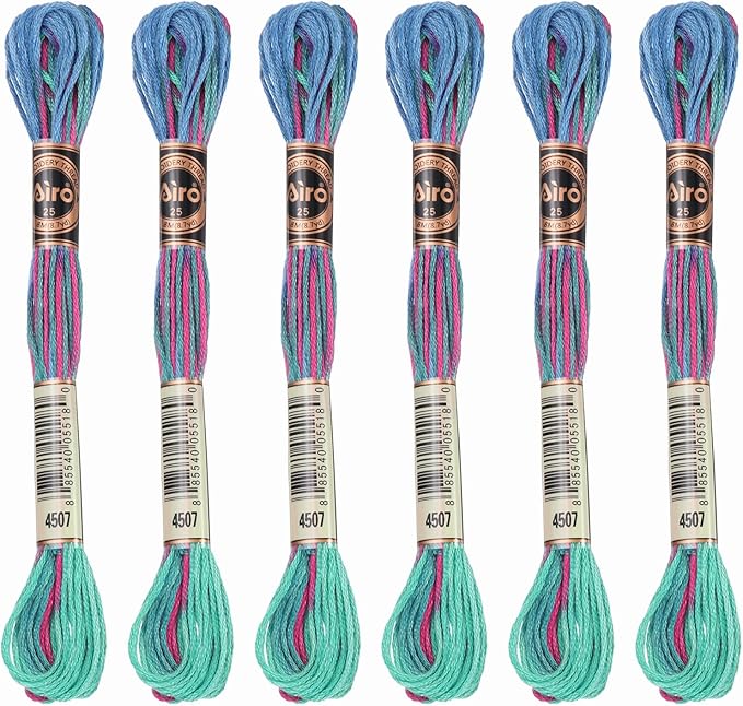 PATIKIL 6 Skeins Embroidery Floss, Polyester Embroidery Threads Bracelets String for Cross-Stitch Hand Embroidery, Green Blue