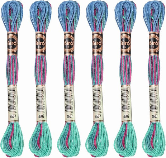 PATIKIL 6 Skeins Embroidery Floss, Polyester Embroidery Threads Bracelets String for Cross-Stitch Hand Embroidery, Green Blue
