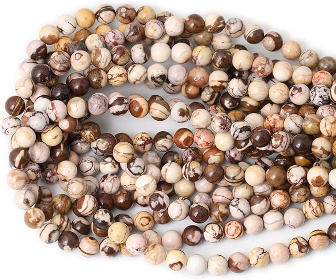 cheavian 45pcs 8mm natural australian zebra gemstone round loose beads crystal energy stone for diy jewelry making 1 strand 15"