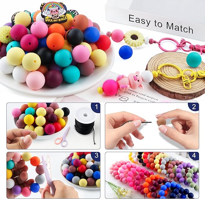 65Pcs 19mm Silicone Beads for Keychain Making Bracelet Necklace, Bulk Round Silicone Beads for Pens(Navy Blue)