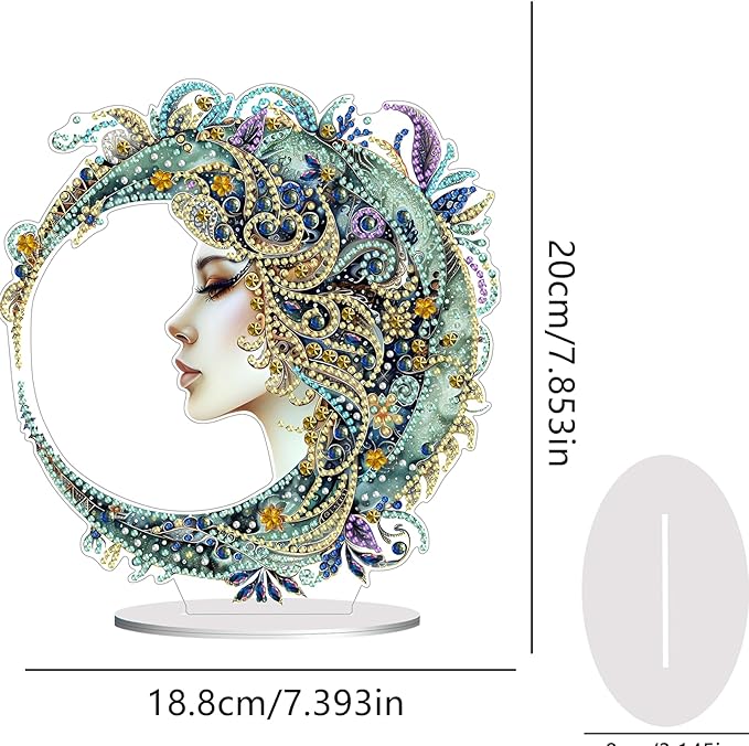 hyzsj DIY Diamond Desktop Ornament, Crystal Diamond Art Painting Tabletop Ornaments Single Sided, Diamond Ornament for Adult Beginner Home Office Decor Crafts Gift（7.9x7.6inch）