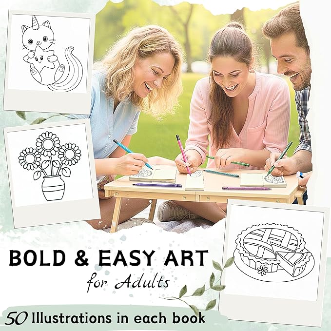 Chason & Co Mini Coloring Book Adult Bulk - Small Coloring Books for Adults | 180GSM Textured Art Paper — Pro Art Experience Made Effortless | Bold and Easy Art | 50 Pages x 3 Pack Travel Size (Cozy)