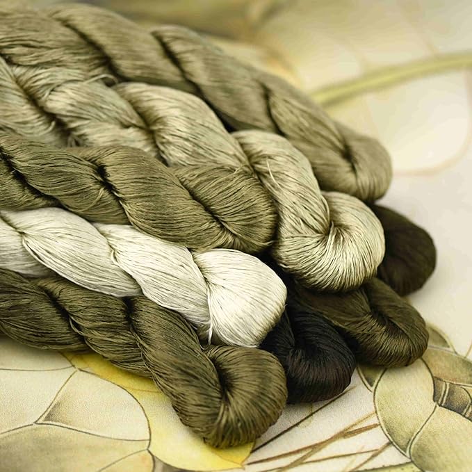 Natural 100% Silk Thread, Handmade Embroidery Thread Silk Floss 8 Colors 110m Each (67)