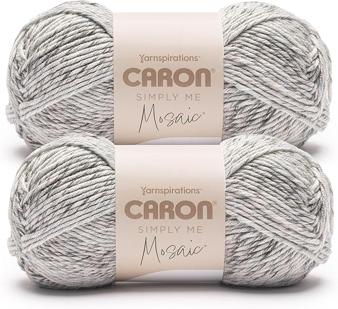 Caron Simply Me Mosaic Overcast Yarn - 2 Pack of 140g/5oz - 62% Acrylic, 20% Nylon, 18% Wool - #5 Bulky - 173 Yards - Knitting/Crochet