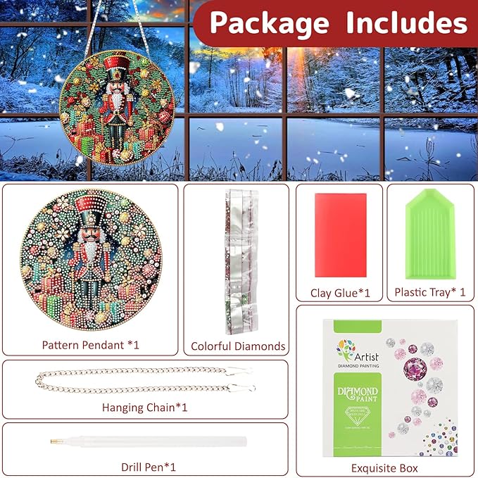 Genius maker Christmas Diamond Art Hanging Kits for Adults, Diamond Painting Pendant Kits, DIY Acrylic 5D Special Shaped Crystal Diamonds Gem Art Painting Ornament for Home Wall Decor Gift