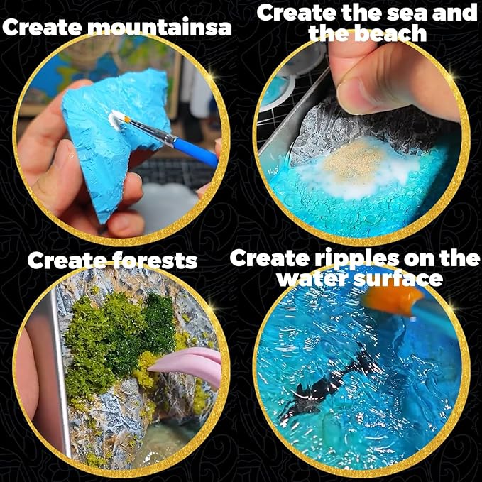 CalorMixs Mountains and Sea in a Box Miniature Landscape Art DIY Craft Kit; Adult Paint Arts & Crafts Project; Mini Beach Dolphin Unique Handicrafts