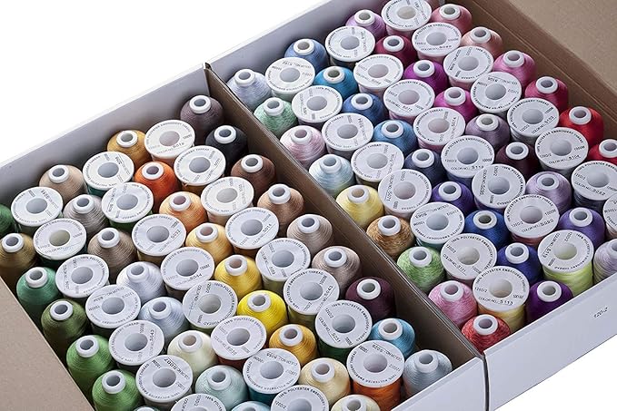 Simthread 120 Madeira Colors Polyester Machine Embroidery Thread Kit 550Y(500M) Similar to Madeira and Robinson-Anton Colors 40 Weight for Home Embroidery Sewing Machines