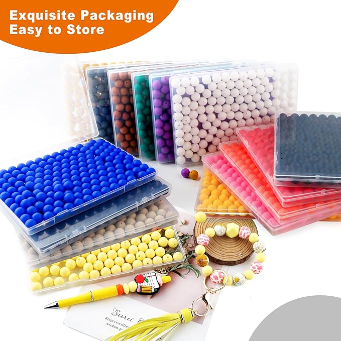 160Pcs 12mm Silicone Beads for Keychain Making Bracelet Necklace, Bulk Round Silicone Beads for Pens(Orange)