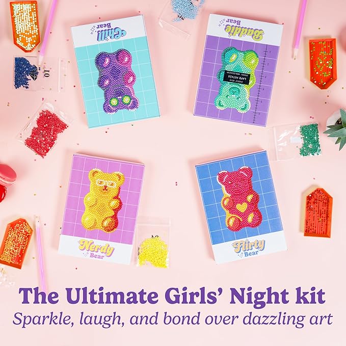 HOUSE OF PARTY Diamond Art Paintings | Girls Night Diamond Art Kit for Adults | Fun & Easy Craft Kit with Conversation Cards, Curated Music Playlist, and Wood Frames for Ready-to-Hang Art