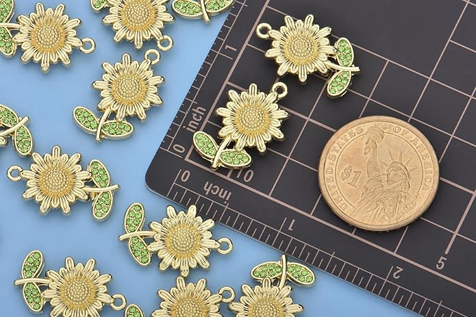 Pack of 20 Rhinestone Charms Gold Plated Pendants Pave Crystal Accessories for Necklace Bracelet Jewelry Making DIY Crafting