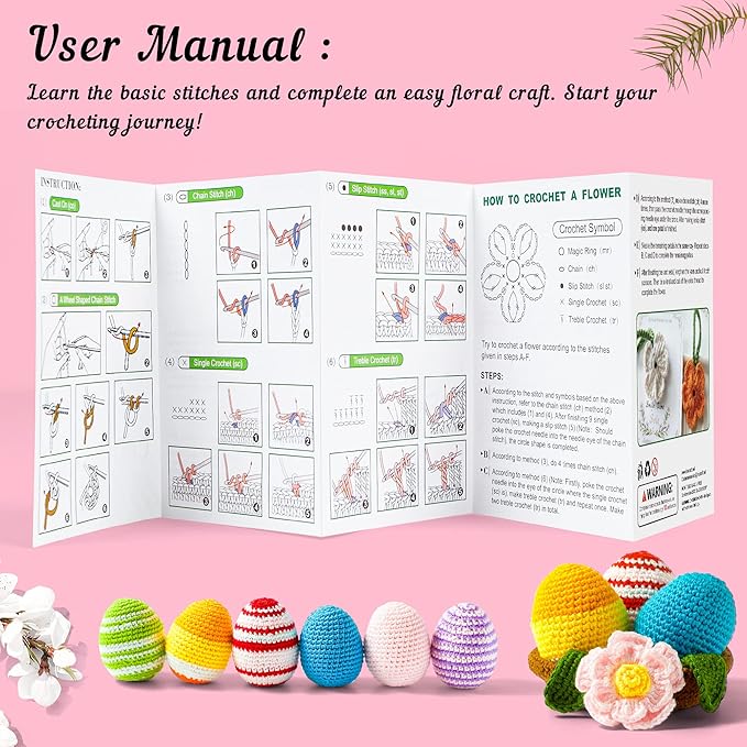 INSCRAFT Crochet Yarn Kit for Beginners Adults, Includes 1650 Yards 30 Colors Acrylic Skeins, User Manual, Hooks, Wine Bag etc, Make Amigurumi & Projects, Starter Set Professionals