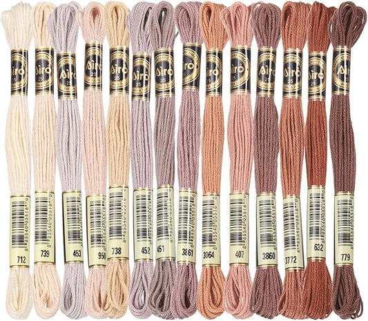 PATIKIL 14 Skeins Embroidery Floss, Polyester Embroidery Threads Bracelets String for Cross-Stitch Hand Embroidery, Multicolored Beige Brown