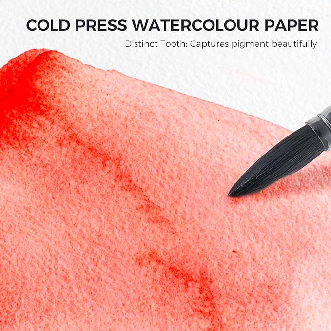 Lightwish Watercolor Sketchbook, 100% Cotton 300gsm Cold Press, 6.69" x 3.94", 20 Sheets, Binder Bound & Refillable, Acid Free Paper for Artists, Adults, Students, Travel Art Journal