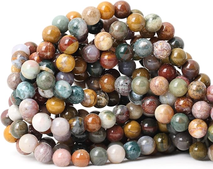 45PCS 8mm Natural Marine Agate Round Loose Beads for Jewelry Making DIY Findings 1 Strand 15"
