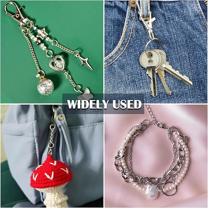 funtopia 740pcs keychain making kit, key chain supplies including keychain clip, key rings, lobster claw clasps, jump rings, pliers, tassels for key chain making, purse making, lanyard making