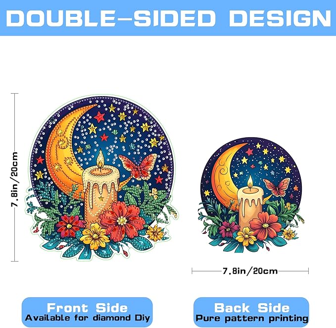VAIIEYO Moon Diamond Art Hanging Ornament, Flower Diamond Painting Suncatchers Window Hanging Kit with Chain, 7.5x7.5 inch Crystal Pendant Art Craft for Gift Home Wall Front Door Decoration